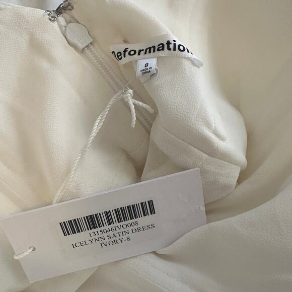 Reformation Icelynn Satin Dress Ivory - Picture 10 of 11